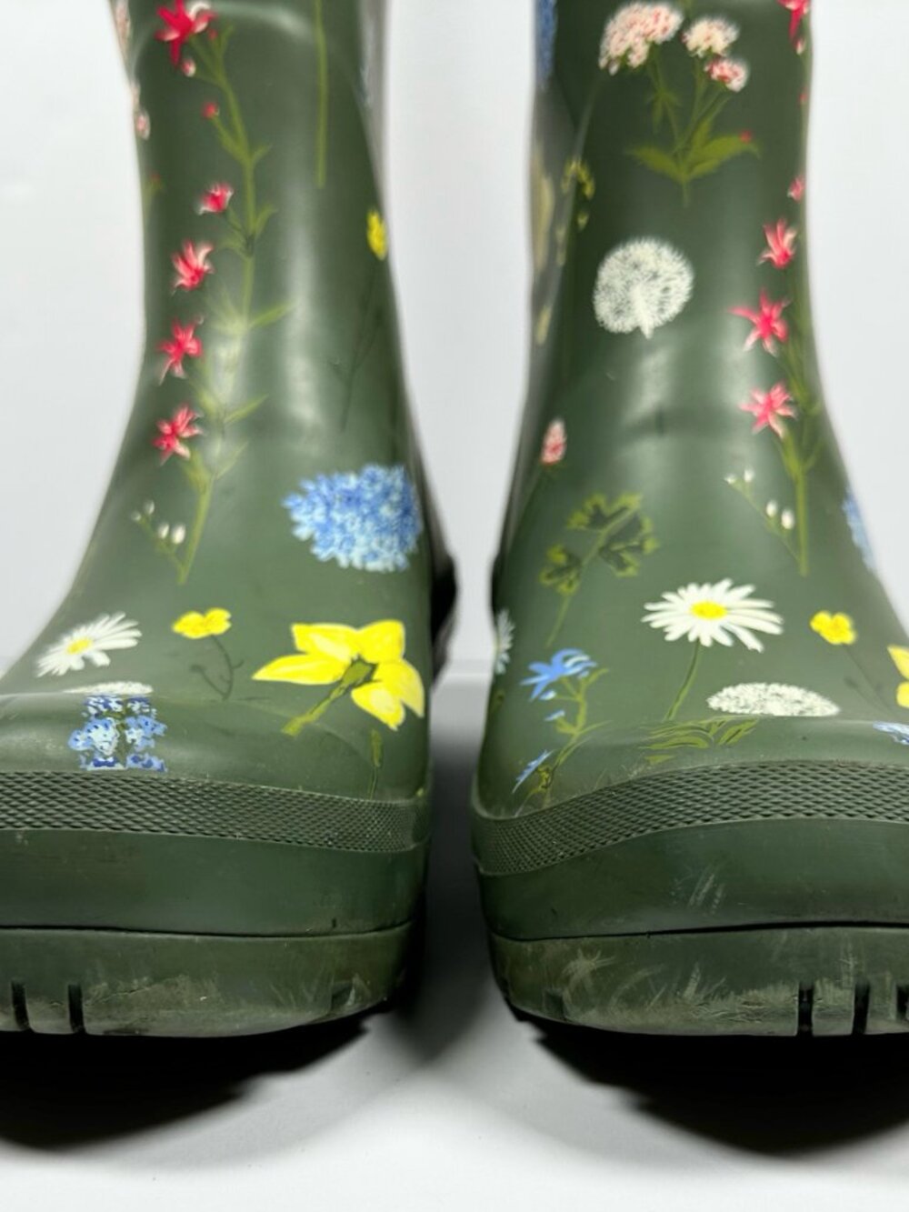 Joules Women’s Size 9 Tall Welly Wellies Army Green Wildflowers Theme Rain Boots - Picture 12 of 16